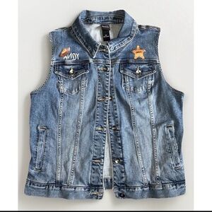 Western Cowboycore Jean Vest M | "You've Got a Friend in Me" Canvas Patch